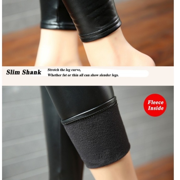 High Waisted Foux Leather Skinny Leggings - Picture 3 of 8